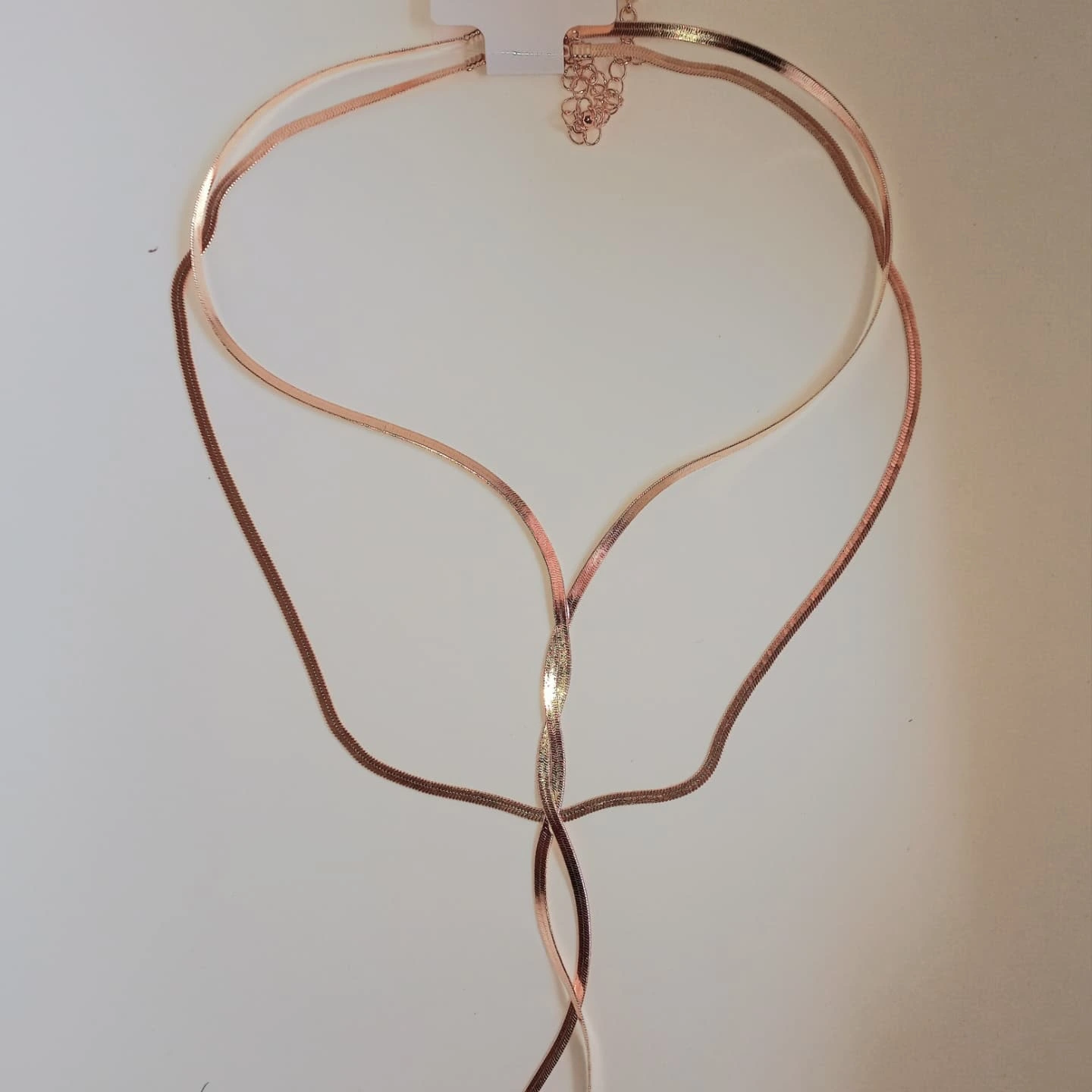 Dual Herringbone Flat Chain Necklace